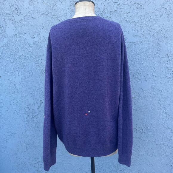 Upcycled Sweater Purple Cashmere Mens large J.Crew embroidered fiber art - Picture 6 of 9
